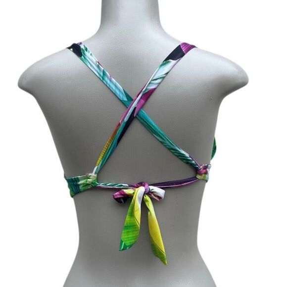 LA BLANCA Swim Bikini Top Womens Sz 4 Multicolor Twist Front Crisscross Tie Back - Picture 10 of 10